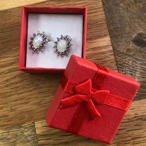 Opal Amethyst sunburst earrings